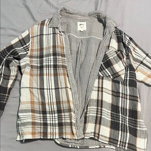 Plaid Aerie Flannel- Black, White, Brown
